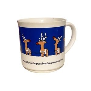 Santa Boynton Vintage Reindeer‎ w/ Santa on Rooftop Coffee Cocoa Mug
